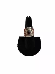 Banda Tono Plateado con Pieza Diseño Negro Anillo Talla 9 (Y) - Imagen 1 de 2