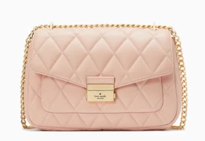 NWT Kate Spade Carey Medium Quilted Shoulder Bag Crossbody Leather Conch Pink. - Picture 1 of 5