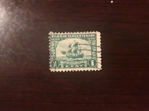 1920 Pilgrim Tercentenary "The Mayflower" Stamp - 1 Cent - Scott #548; Used - Picture 1 of 2