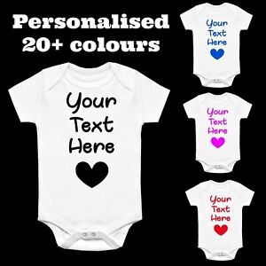 Baby Vest Personalised Any Name Wording Heart Girl Boy Printed Bodysuit Custom