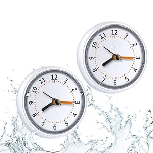 Mini Shower Clock Waterproof IP24 Wall Clock Suction Cup Bathroom Clock Acryl... - Picture 1 of 7