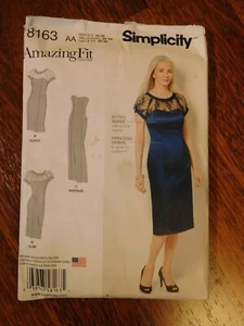 SIMPLICITY 8163 Amazing Fit Dress Pattern Sz. AA 10-18 / UNCUT - Picture 1 of 1