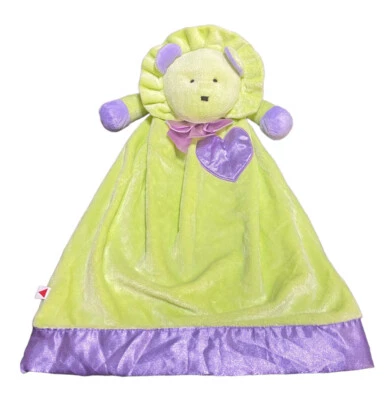 De Colección Dakin Oso de Peluche Lovey Bebé Manta Verde Púrpura Satinado Borde Arco Seguridad Difícil de Encontrar Foto 1 de 4