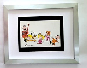 CHARLES SCHULZ + Signed Christmas 1968 Peanuts SNOOPY Cartoon + New Frame $ - Picture 1 of 3