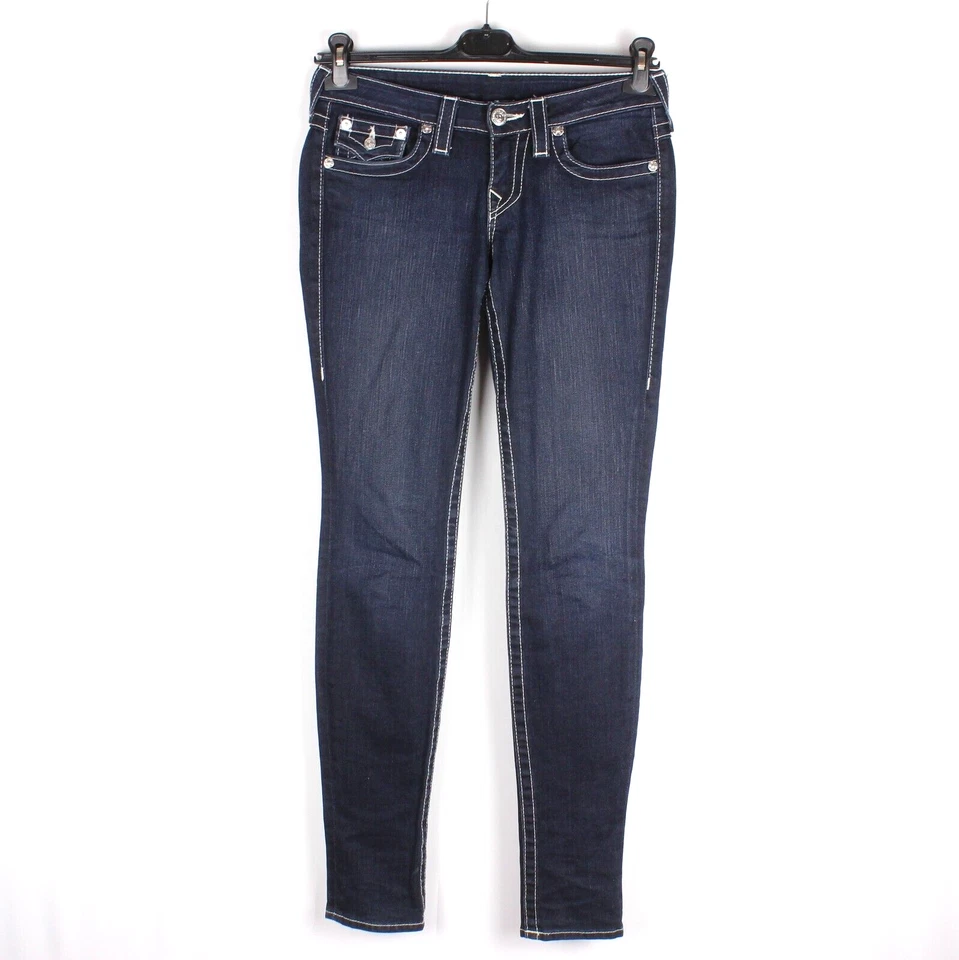 TRUE RELIGION Women Jeans Size W27 L34 Slim Fit Blue Zipper Fly Stretch k7150 - Image 1 of 4