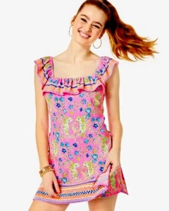 NWT ~ Lilly Pulitzer Zoya Romper Prosecco Pink Tigress Garden Engineered Sz 16 - Picture 1 of 9