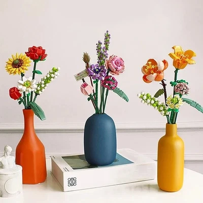 BRANDED Romantic Rose Flowers Bouquet Building Blocks Sunflower