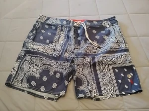Polo Ralph Lauren Boardshorts Herren 40 Bandana Muster blau weiß Paisley Schwimmen - Bild 1 von 4