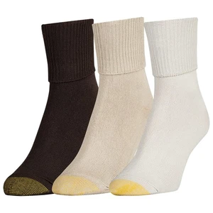 3-Pairs Womens Providence Turn Cuff Socks, Casual Cotton Ankle, Soft Knit - Picture 1 of 4
