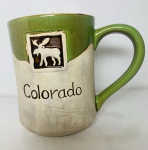 Colorado Steinzeug Becher Elch rustikale Hütte Lodge 4”T 3,5”D Neu mit Etikett - Bild 1 von 2