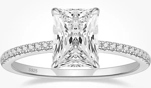 3 kt 925 Sterling Silber Ring Radiant Cut Solitär Zirkonia Größe 10 - Bild 1 von 7
