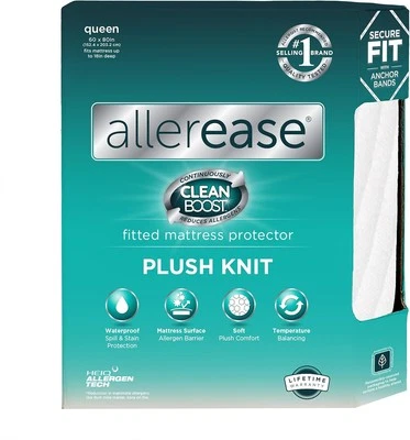 AllerEase CleanBoost Plush Knit Soft Waterproof Mattress Queen, White  - Image 1 of 4