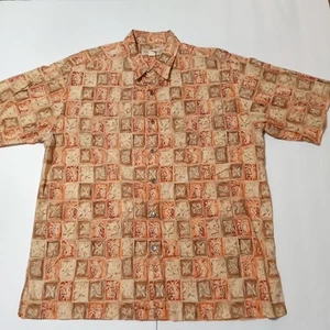 Tori Richard Hawaiian Shirt Mens Large Brown Button Up Short Sleeve 100% Cotton - Picture 1 of 6