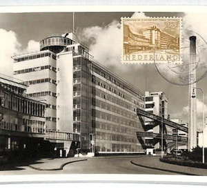 NETHERLANDS 1955 FDC Postcard MAXI-CARD Factory 25c Building of Van Nelle XT287 - Picture 1 of 12