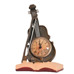 Vintage Violin Statue Novelty Bedside Clock Home Decor Desk Guitar Ornaments - Picture 1 of 8