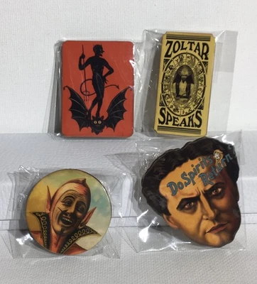 Vintage Style Spooky Magic Laser Cut Wooden Brooches 4 Pc Lot Halloween - Image 1 of 4