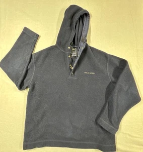 Polo Sport Ralph Lauren 1/4 Zip Black Pullover Hoodie S Fleece Vtg. Made in USA - Picture 1 of 8