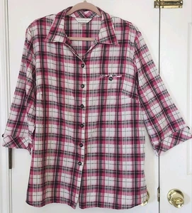 Camisa Allison Daley Mujer Rosa A Cuadros Abotonada Manga 3/4 Talla 18  - Imagen 1 de 5