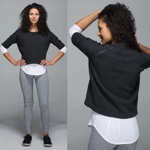 Lululemon grau 100 % Baumwolle Strick Bhakti Reality Cropped Pullover | Damen 8 - Bild 1 von 6
