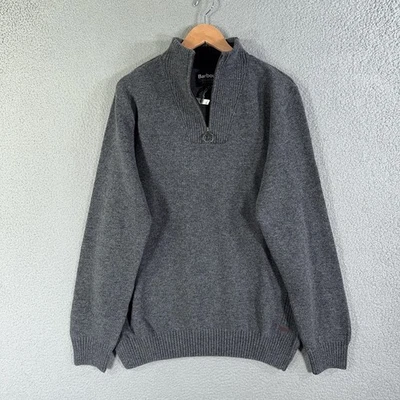 Barbour Nelson Half Zip Sweater Mens 2XL Storm Grey Wool Pullover MKN0863GY13 - Image 1 of 4
