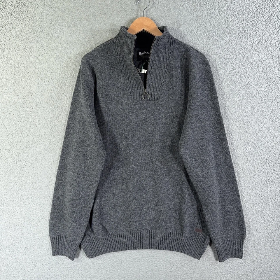 Barbour Nelson Half Zip Sweater Mens 2XL Storm Grey Wool Pullover MKN0863GY13 - Image 1 of 4
