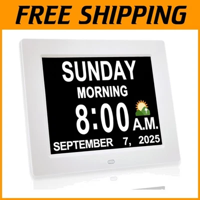 Large Screen Digital Day Clock - 8" Display, Multiple Alarms - Image 1 of 4