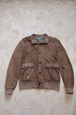 Suitsupply Tobacco Brown Suede Bomber Jacket (Large) - Image 1 of 4