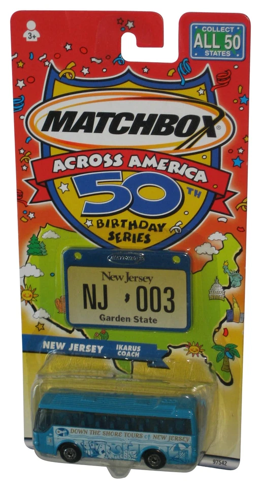 Matchbox Across America 50th Birthday (2001) New Jersey Blue Ikarus Coach Bus T - Image 1 of 1