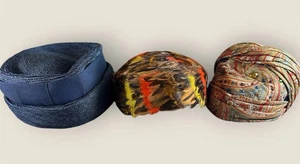 Cappello donna vintage Valerie Modes piume di fagiano con disegno multicolore - Foto 1 di 11