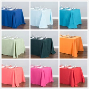 LinenTablecloth 90 x 156 in. Rect Poly Tablecloths,33 Color! Wedding Event Party - Picture 1 of 67