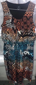 Women's Nina Leonard sleeveless dress. Elastic On waist . Multicolored. Size L - Picture 1 of 5