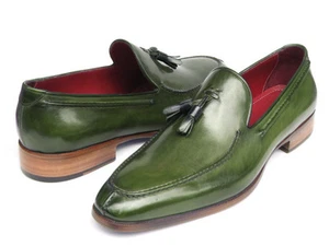 Mocasín de borla verde para hombre Paul Parkman cuero pintado a mano (ID #083-VERDE) - Imagen 1 de 6