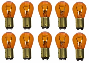 2057 AMBER STOCK TAIL LIGHT REAR BRAKE STOP TURN SIGNAL LAMPS BULBS 2057NA x10 - Picture 1 of 2