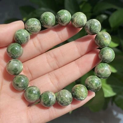 12mm Natural Green Diopside Quartz Crystal Gemstone Beads Bracelet 1187 - Image 1 of 4