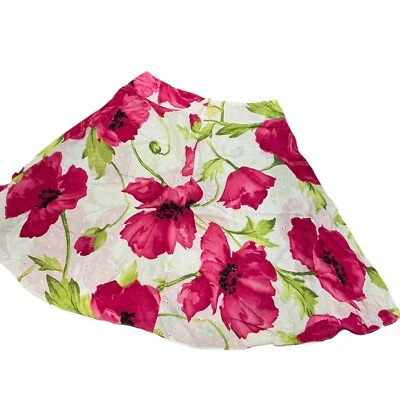 尺寸 8 Sag Harbor 裙子女式绿色粉红色白色花卉印花短秋千拉链 — 第 1/4 张图片