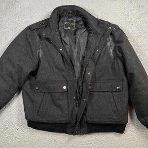 Vintage Coogi Jacket Mens 2XL Full Zip Y2K Bomber Wool Blend Heavy Metal Button - Picture 1 of 14
