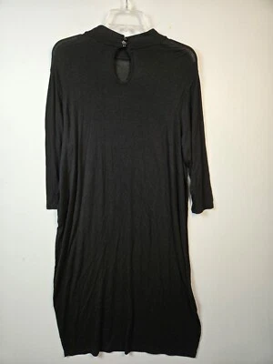 Изделия платье-футляр женщин маленький черный длинным рукавом насмешливый шеи спереди замочная скважина кнопка - Изображение 1 из 4