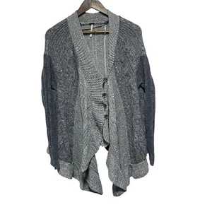 Free People Cardigan Womens XS Gray Hemingway Cape Sweater Relaxed Fit Waterfall - Picture 1 of 13