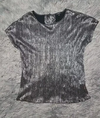 Elementz Women's Top Size L Silver Metallic Holiday New Years Clubwear EUC - Image 1 of 4
