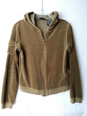 Chaqueta con Capucha Y2K Junior's Terciopelo Verde Musgo Sin Límites Talla 7 9 Pecho 32" Foto 1 de 4