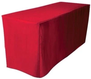 6' ft. Fitted Polyester Table Cover Trade show Booth Wedding Tablecloth RED - Picture 1 of 3