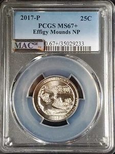 2017-P Effigy Mounds NP Quarter 25c PCGS MS67+ Plus - Picture 1 of 4