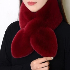 Girls/Teens Warm Fluffy Burgundy Neck Wrap. 31" Length X 4" Wide. - Picture 1 of 1