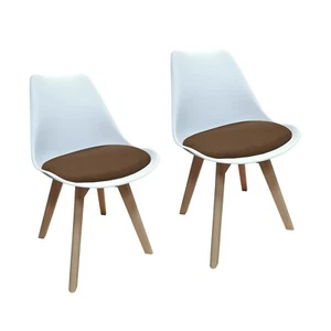 Esszimmerstuhl 2er Set Atlanta Weiß, Braun Kunststoffschale mit Sitzfläche aus - Bild 1 von 1