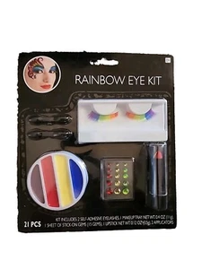 Rainbow Eyelashes Suit Yourself Costume Non-Toxic Eye Makeup Eyelash 21 Pc Kit - Picture 1 of 7
