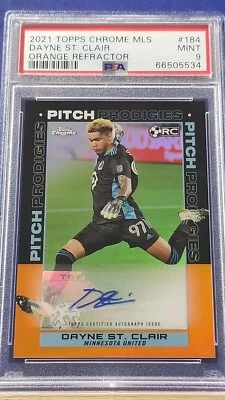 Dayne St. Clair - 2021 Topps Chrome MLS Autograph Orange Refractor PSA 9  #13/25 - Image 1 of 2
