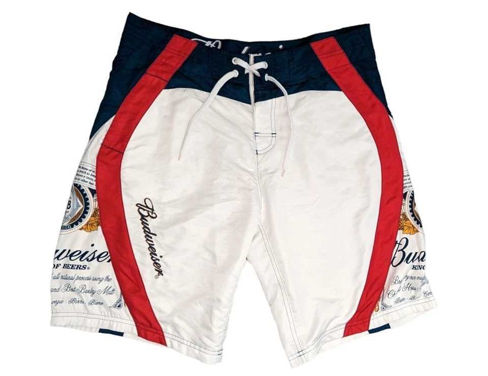 Budweiser Swim Trunks Lined  Mens 36 Beer King Of Beers Authentic Board Shorts - Image 1 of 4