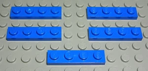 Lego Platte 1x4 Blau 5 Stück - Picture 1 of 1