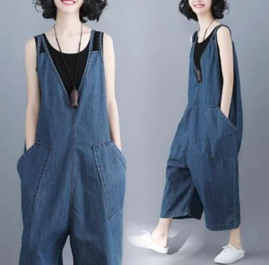 New Women's Suspender Pants Jumpsuit Jeans Bib Overalls Demin Casual Trousers - Picture 1 of 13