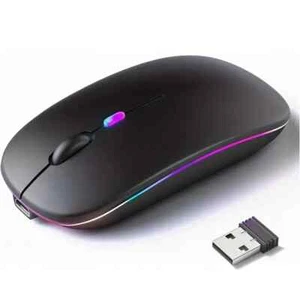 RGB LED Wireless Mouse Rechargeable Optical Silent Mice USB For PC Laptop UK - Picture 1 of 5
